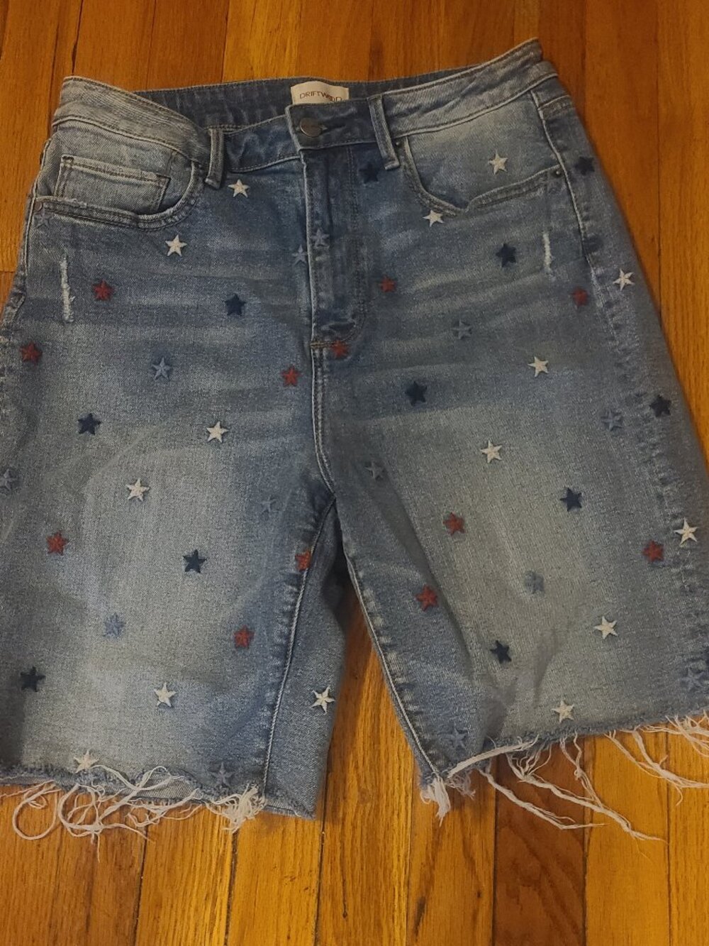 Driftwood Bermuda Jean shorts size 8; stars/ patriotic